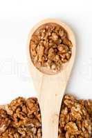 Wooden spoon with nuts