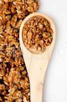 Wooden spoon with nuts