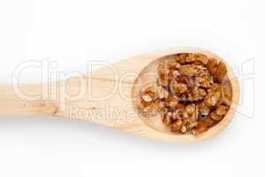 Wooden spoon with nuts