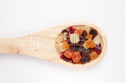 Wooden spoon with dried fruit