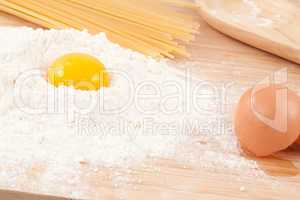 Egg yolk on the flour