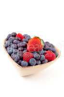 Berries in a heart shaped bowl