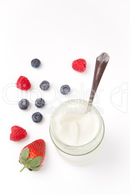 White yogurt and berries