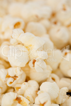 Close up on many blurred pop corn