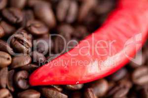 Red pepper and coffee beans together