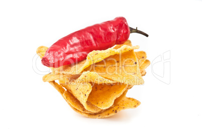 Pepper upon a small stack of crisps