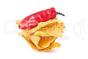 Pepper upon a small stack of crisps