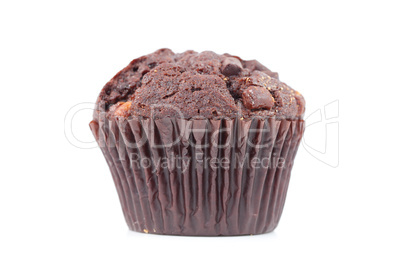 Close up of a fresh baked chocolate muffin