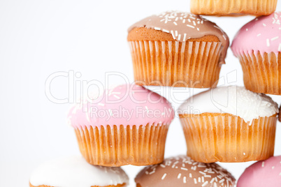 Close up on a pyramid of muffins