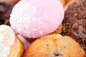 Close up on cakes with icing sugar