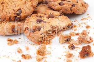 Close up of many cookies piled up together