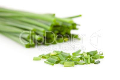 Freshly cut stands of  blurred chive