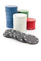 Many poker tokens piled up