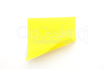 Yellow curved adhesive note