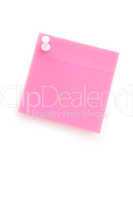 Pink adhesive note hanging with a pushpin