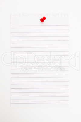 Blank page with red thumbtack