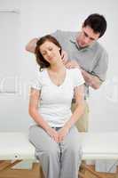 Peaceful woman having a painful neck