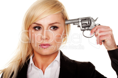 Woman holding a gun to her head