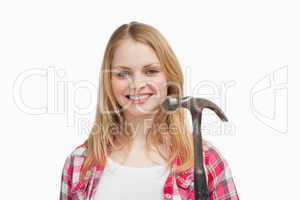 Woman holding a hammer