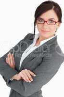 Attractive young business woman wearing glasses