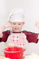 boy with red bowl