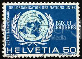 Postage stamp Switzerland 1970 United Nations Emblem