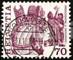 Postage stamp Switzerland 1977 Procession, Mendrisio