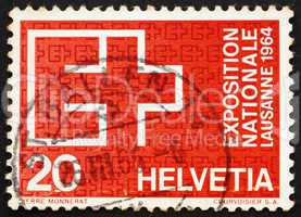 Postage stamp Switzerland 1963 EXPO Emblem, Lausanne, 1964