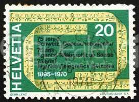 Postage stamp Switzerland 1970 Telex Tape