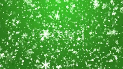 Snowflakes on a green background. A New Year's background.