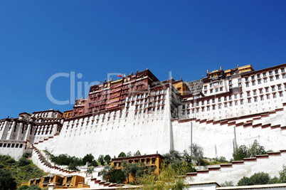 Landmark of the famous Potala Palace in Lhasa Tibet