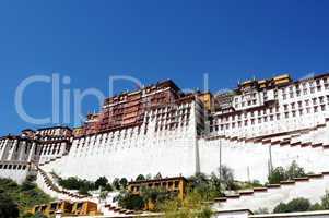 Landmark of the famous Potala Palace in Lhasa Tibet