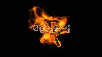 burning fire riding sport sign.