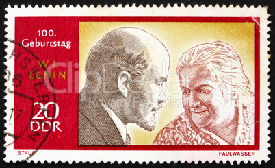 Postage stamp DDR 1970 Lenin and Clara Zetkin