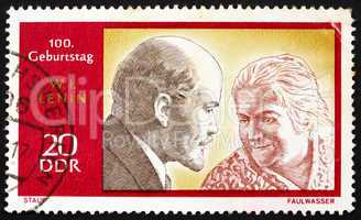 Postage stamp DDR 1970 Lenin and Clara Zetkin