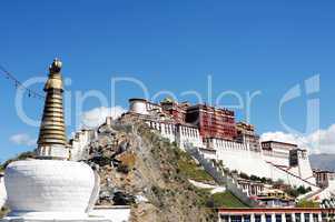 Landmark of the famous Potala Palace in Lhasa Tibet