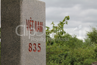 The stone that marks the borders between China and Viet Nam.