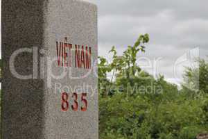 The stone that marks the borders between China and Viet Nam.