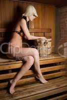 Pretty girl in sauna