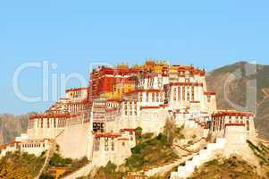 Landmark of the famous Potala Palace in Lhasa Tibet