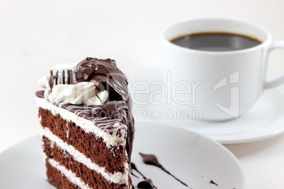 chocolate cake with black coffee