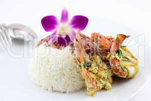 Fried crab with curry rice