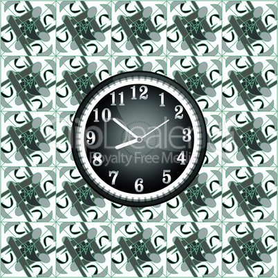 modern wall clock on the grunge vector background