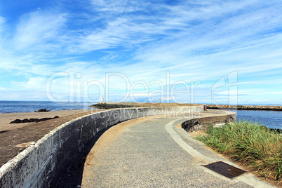 Girvan, Scotland, a pier leading  to the old lightouse