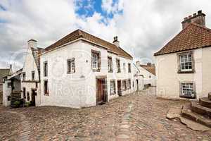 Old street and historical houses in Culross, Scotland