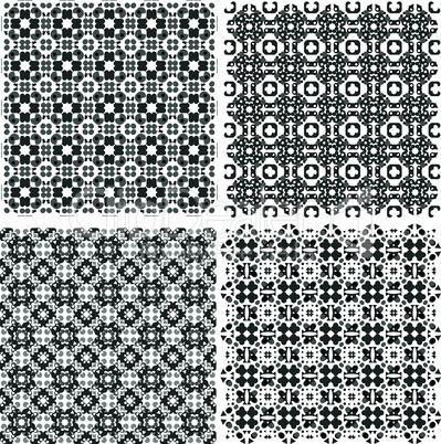 monochrome geometric seamless patterns set. Vector backgrounds collection.