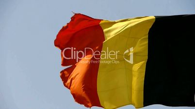 Belgian flag is fluttering in wind.
