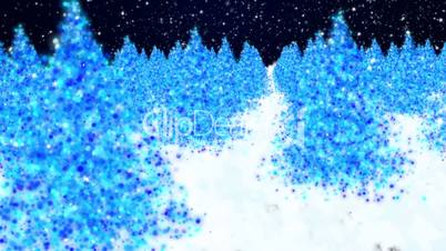 Dark blue New Year trees in snow