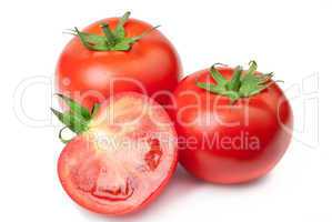 Tomatoes on white background