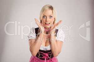amazed woman with dirndl